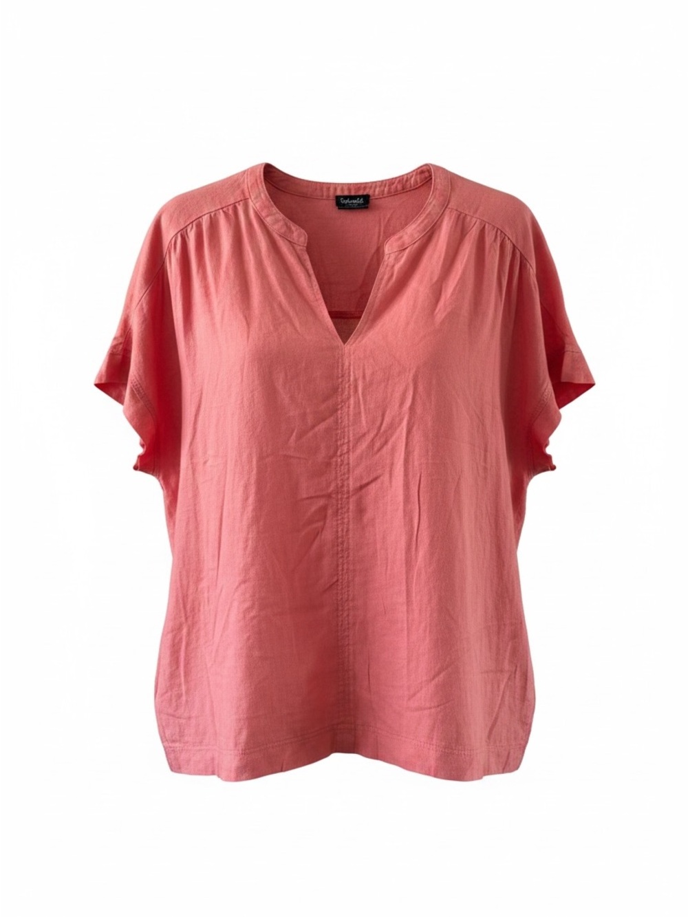 Splendid Top Plus Blouse Coral Pink LINEN Blend size XXL